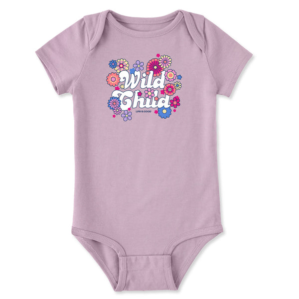 Life Is Good Baby Hippy Wild Child Short Sleeve Crusher Baby Bodysuit