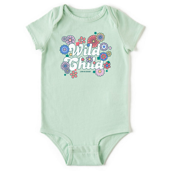 life is good Baby Hippy Wild Child Short Sleeve Crusher Baby Bodysuit