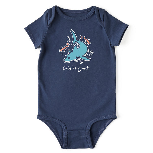 life is good Baby LIG Cool Shark Short Sleeve Crusher Baby Bodysuit