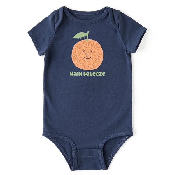 life is good Baby Main Squeeze Orange Short Sleeve Crusher Baby Bodysuit