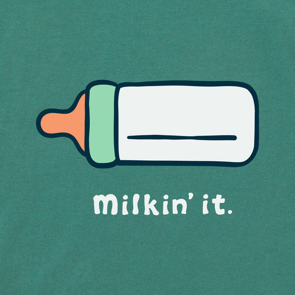 Life Is Good Baby Milkin It Short Sleeve Crusher Baby Bodysuit