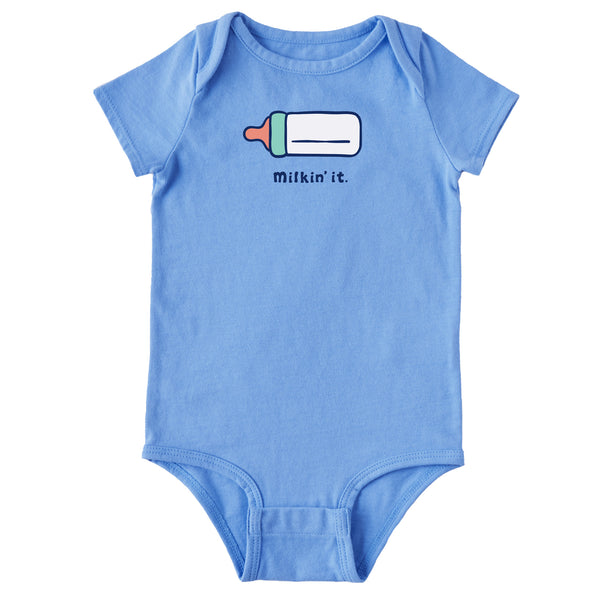 Life Is Good Baby Milkin It Short Sleeve Crusher Baby Bodysuit