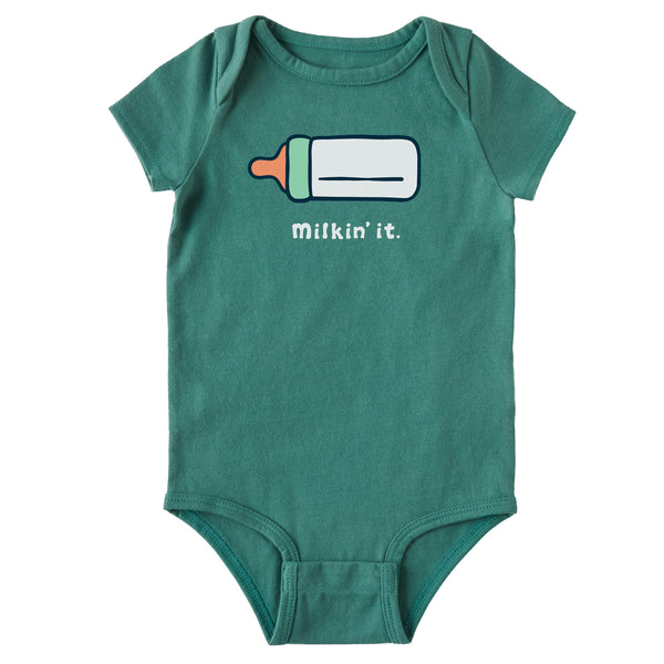 life is good Baby Milkin It Short Sleeve Crusher Baby Bodysuit