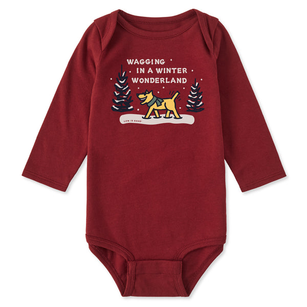 Life Is Good Baby Wagging Wonderland Rocket Long Sleeve Crusher Baby Bodysuit
