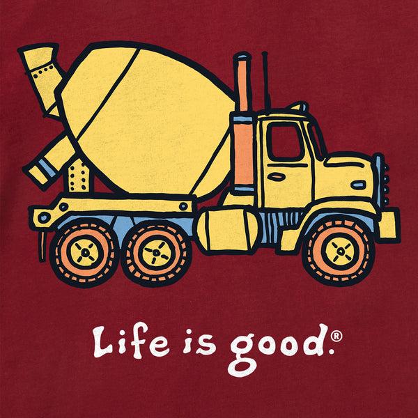 Life Is Good Big Cement Mixer Short Sleeve Toddler Crusher Tee