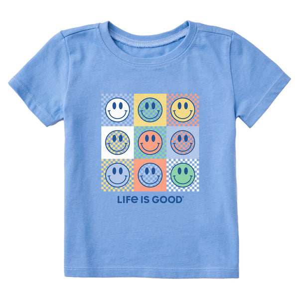 life is good Checkerboard Smilies Short Sleeve Toddler Crusher Tee