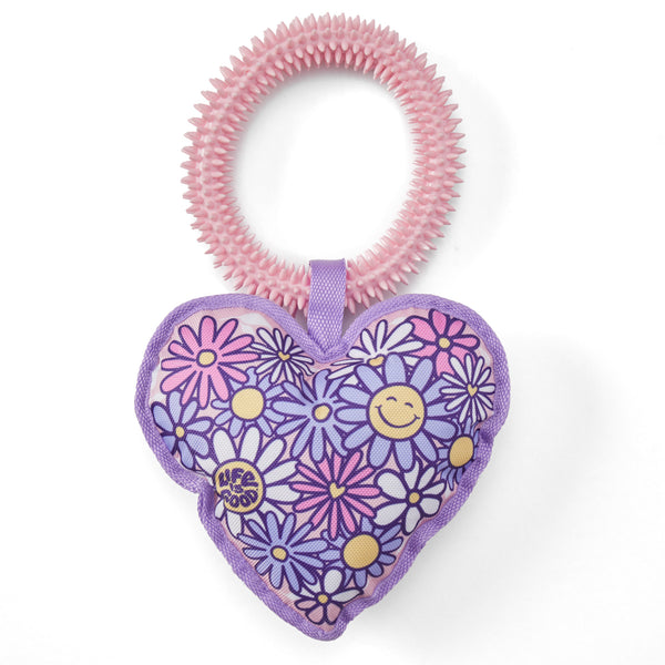 life is good Flower Heart Jumbo Oxford and Spike Dog Toy