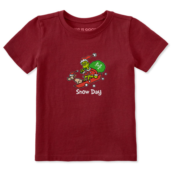 life is good Grinch and Max Snow Day Short Sleeve Toddler Crusher Tee