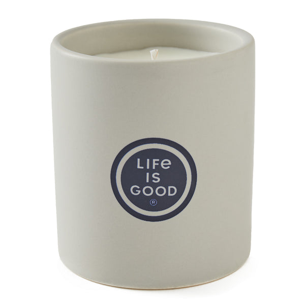 Life Is Good Hibiscus Beach Chairs With Dog 12oz Ceramic Soy Candle