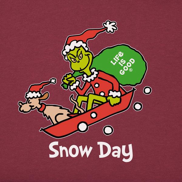Life Is Good Infant Grinch And Max Snow Day Long Sleeve Crusher Baby Bodysuit