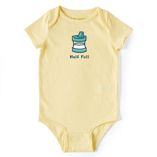 life is good Infant Half Full Sippy Cup Short Sleeve Crusher Baby Bodysuit