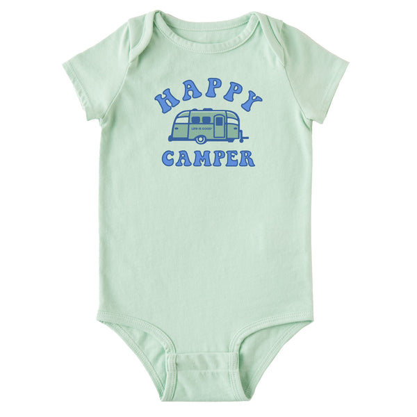life is good Infant Happy Camper Short Sleeve Crusher Baby Bodysuit