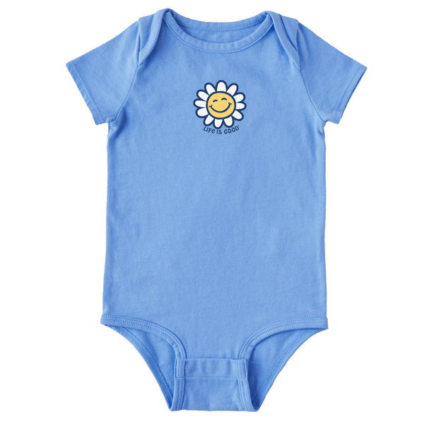 life is good Infant Happy Smile Daisy Short Sleeve Crusher Baby Bodysuit