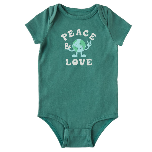 life is good Infant Peace u0026 Love Earth Short Sleeve Crusher Baby Bodysuit