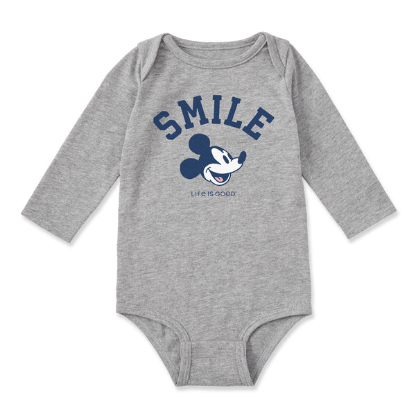Life Is Good Infant Smile Steamboat Willie Long Sleeve Crusher Baby Bodysuit