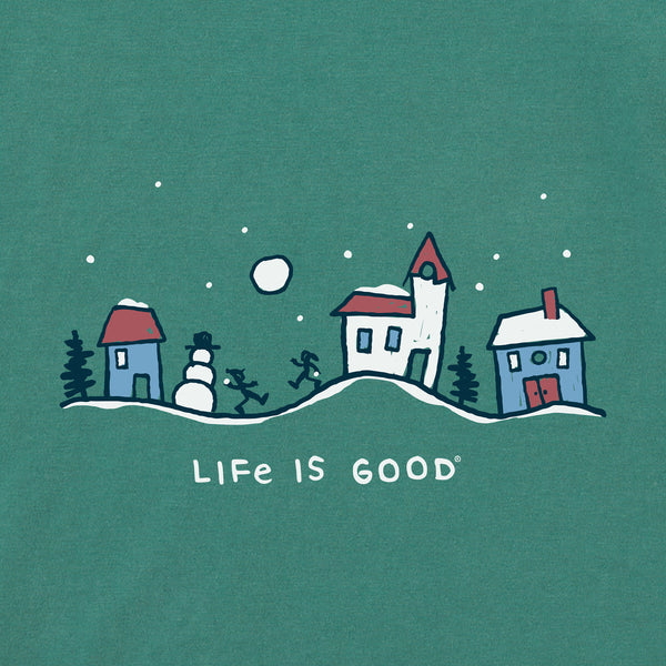 Life Is Good Infant Snowman Village Vista Long Sleeve Crusher Baby Bodysuit