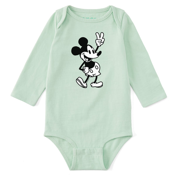 Life Is Good Infant Steamboat Willie Peace Long Sleeve Crusher Baby Bodysuit