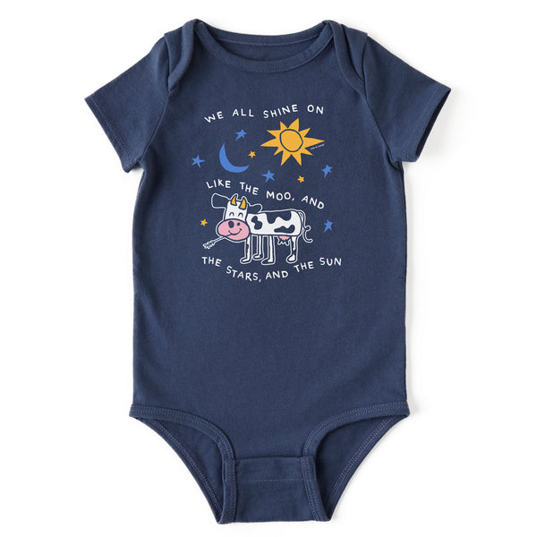 life is good Infant We All Shine On Cow Short Sleeve Crusher Baby Bodysuit