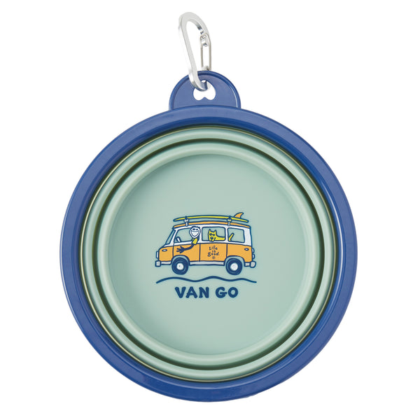 life is good Jake and Rocket Surf Van Go Silicone Travel Dog Bowl
