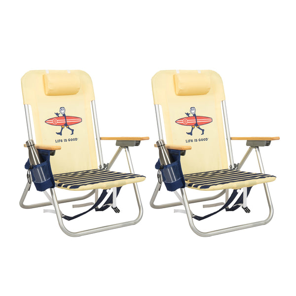 Life Is Good Jake Surfboard 2-Pack Backpack Beach Chair