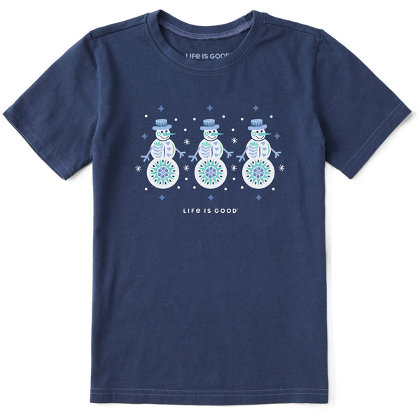 life is good Kids 3 Snowmen Short Sleeve Crusher Tee