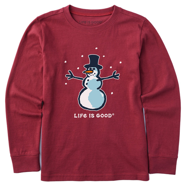 life is good Kids 3D Snowman Long Sleeve Crusher Tee