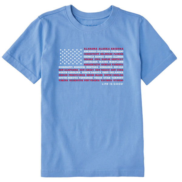 Life Is Good Kids 50 States Flag Short Sleeve Crusher Tee