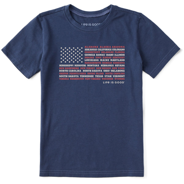 life is good Kids 50 States Flag Short Sleeve Crusher Tee