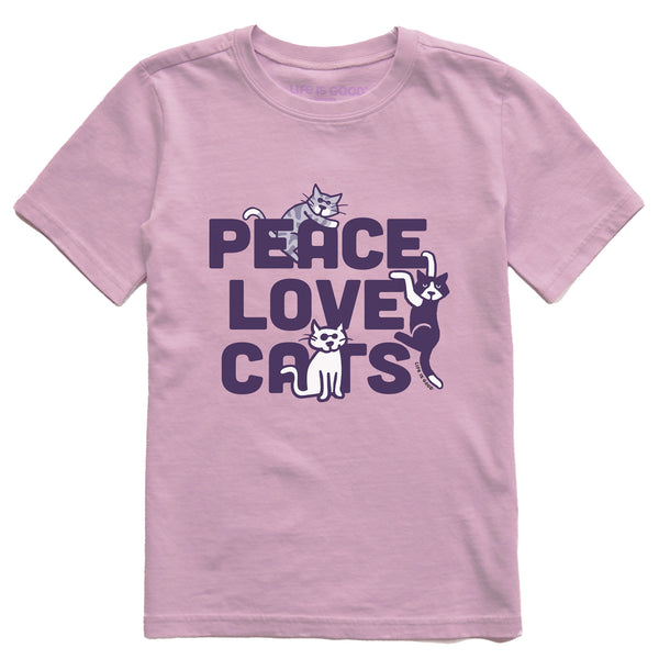 life is good Kids Al Peace Love Cats Short Sleeve Crusher Tee