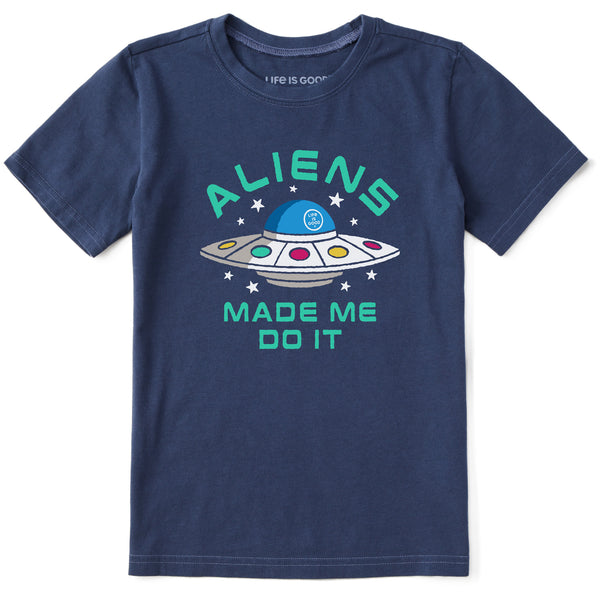 Life Is Good Kids Aliens Made Me Do It Short Sleeve Crusher Tee