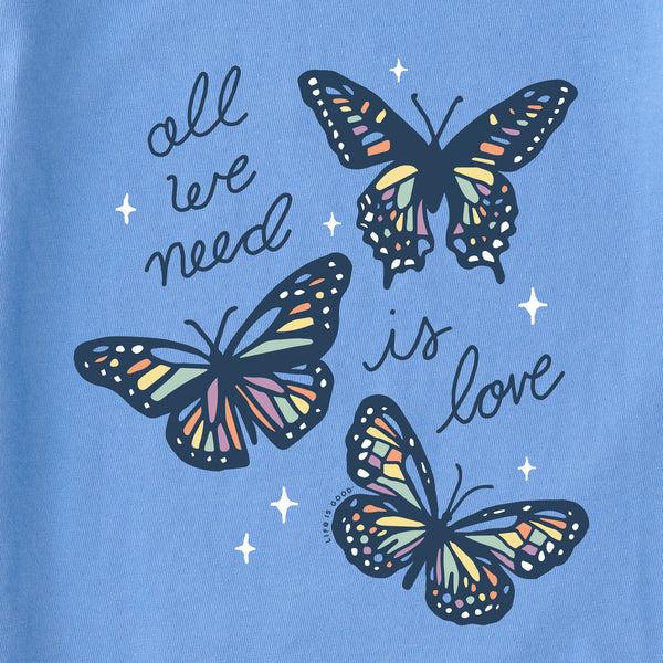Life Is Good Kids All We Need Is Love Butterflies Long Sleeve Crusher Tee