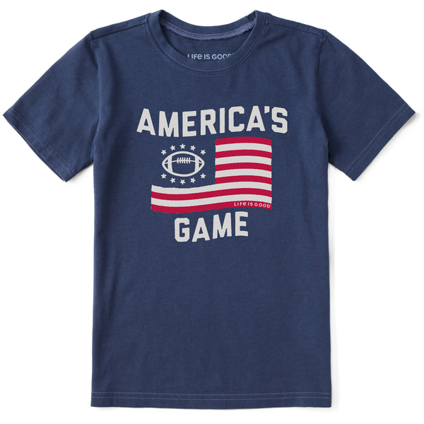 life is good Kids America's Game Football Short Sleeve Crusher Tee
