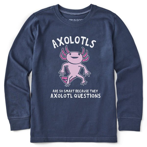 life is good Kids Axolotls Questions Long Sleeve Crusher Tee