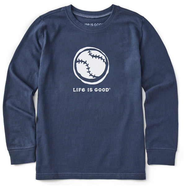 life is good Kids Baseball Sketch Long Sleeve Crusher Tee