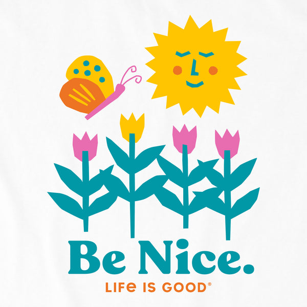 Life Is Good Kids Be Nice Flowers Short Sleeve Crusher Tee