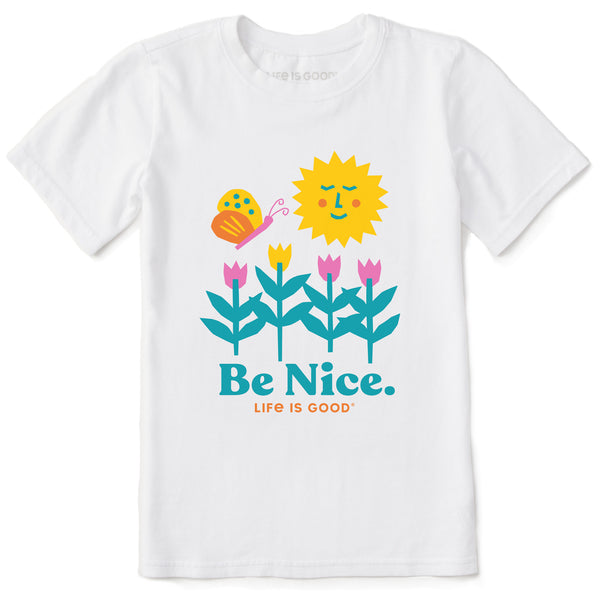 life is good Kids Be Nice Flowers Short Sleeve Crusher Tee