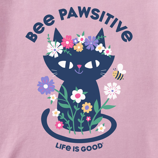 Life Is Good Kids Bee Pawsitive Flower Crown Kitty Short Sleeve Crusher Tee