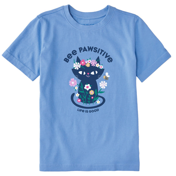 Life Is Good Kids Bee Pawsitive Flower Crown Kitty Short Sleeve Crusher Tee