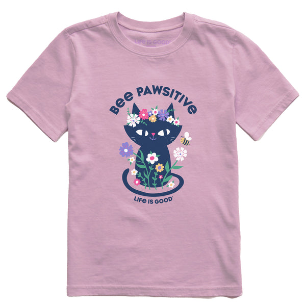 life is good Kids Bee Pawsitive Flower Crown Kitty Short Sleeve Crusher Tee