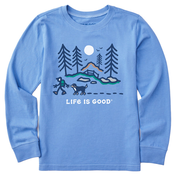 life is good Kids Bernese Hiking Through the Woods Long Sleeve Crusher Tee