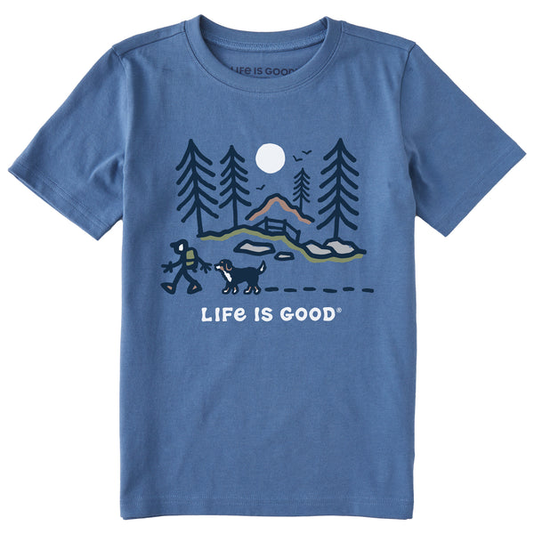 life is good Kids Bernese Hiking Through the Woods Short Sleeve Crusher Tee