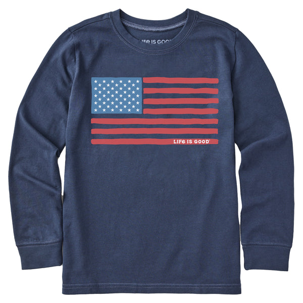 life is good Kids Big Kids US Flag Long Sleeve Crusher Tee