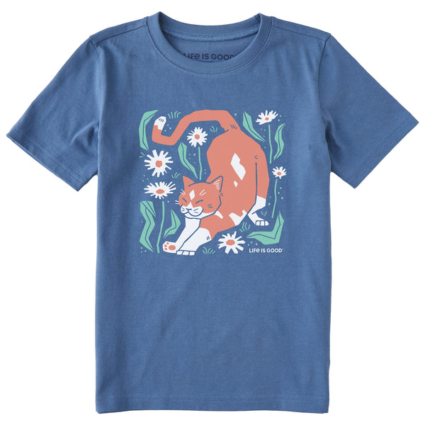 life is good Kids Big Stretch Cat Short Sleeve Crusher Tee