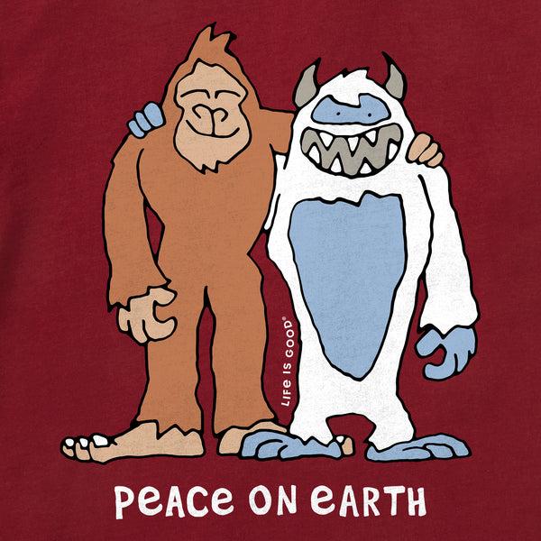 Life Is Good Kids Bigfoot U0026 Yeti Peace On Earth Short Sleeve Crusher Tee