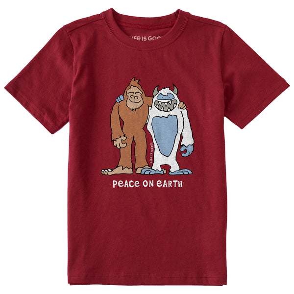 life is good Kids Bigfoot u0026 Yeti Peace on Earth Short Sleeve Crusher Tee