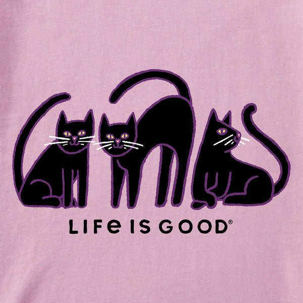 Life Is Good Kids Black Cat Trio Short Sleeve Crusher Tee