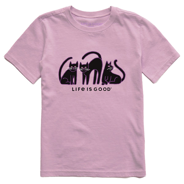 life is good Kids Black Cat Trio Short Sleeve Crusher Tee