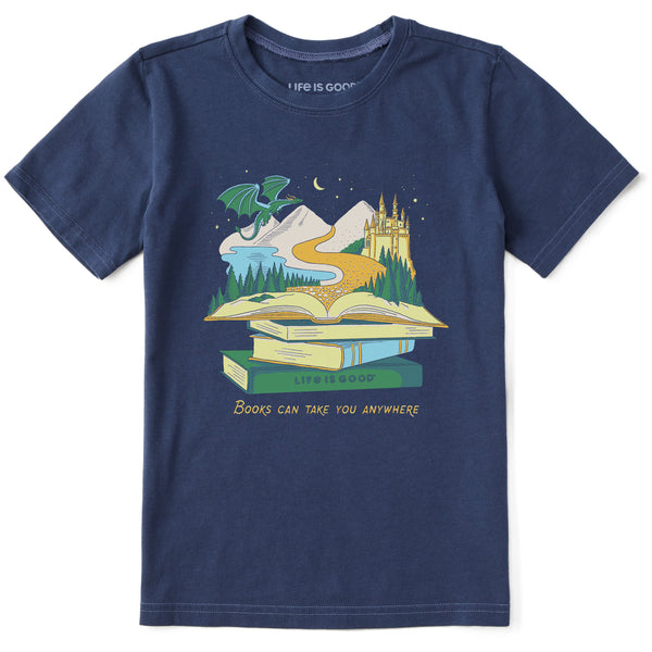 life is good Kids Books Can Take You Anywhere Short Sleeve Crusher Tee