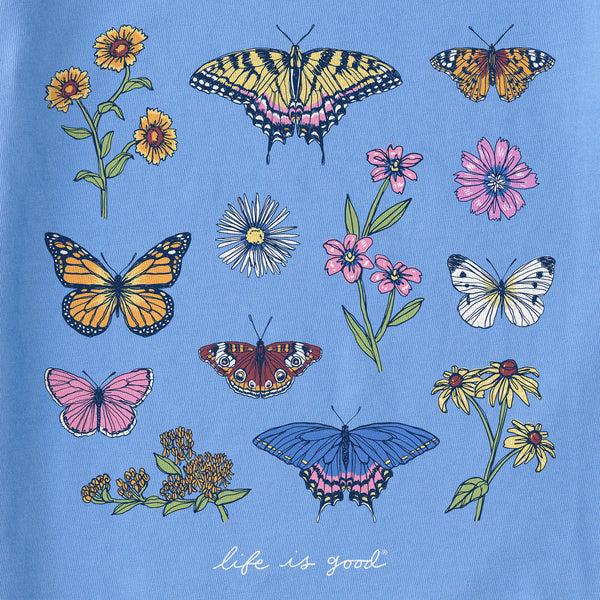 Life Is Good Kids Butterflies And Wildflowers Short Sleeve Crusher Tee