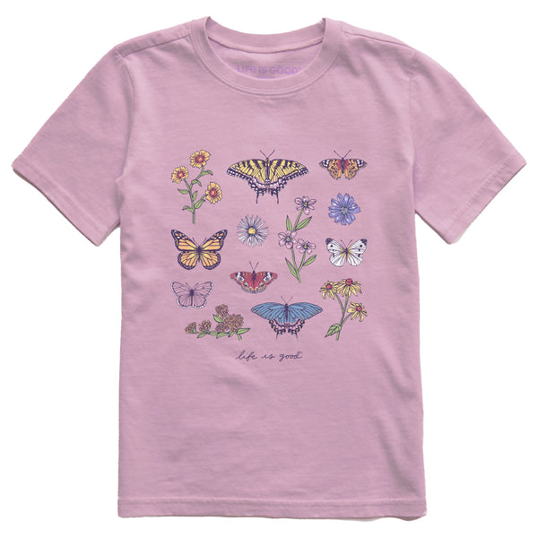 Life Is Good Kids Butterflies And Wildflowers Short Sleeve Crusher Tee